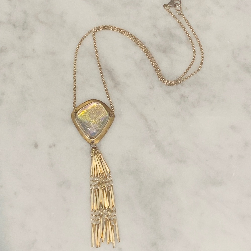 Stone and tassel necklace